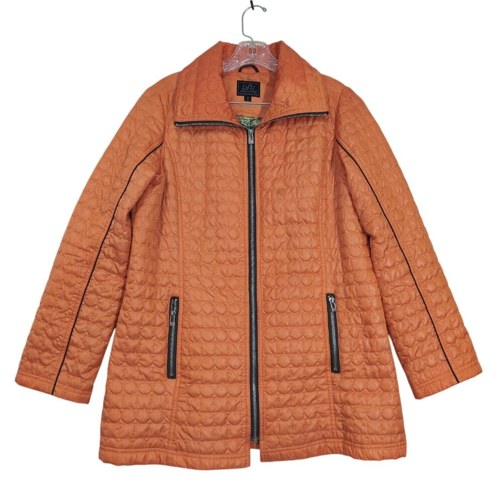 UBU Quilted Jacket Womens S Orange‎ Full Zip Lightweight Travel Everyday Pockets